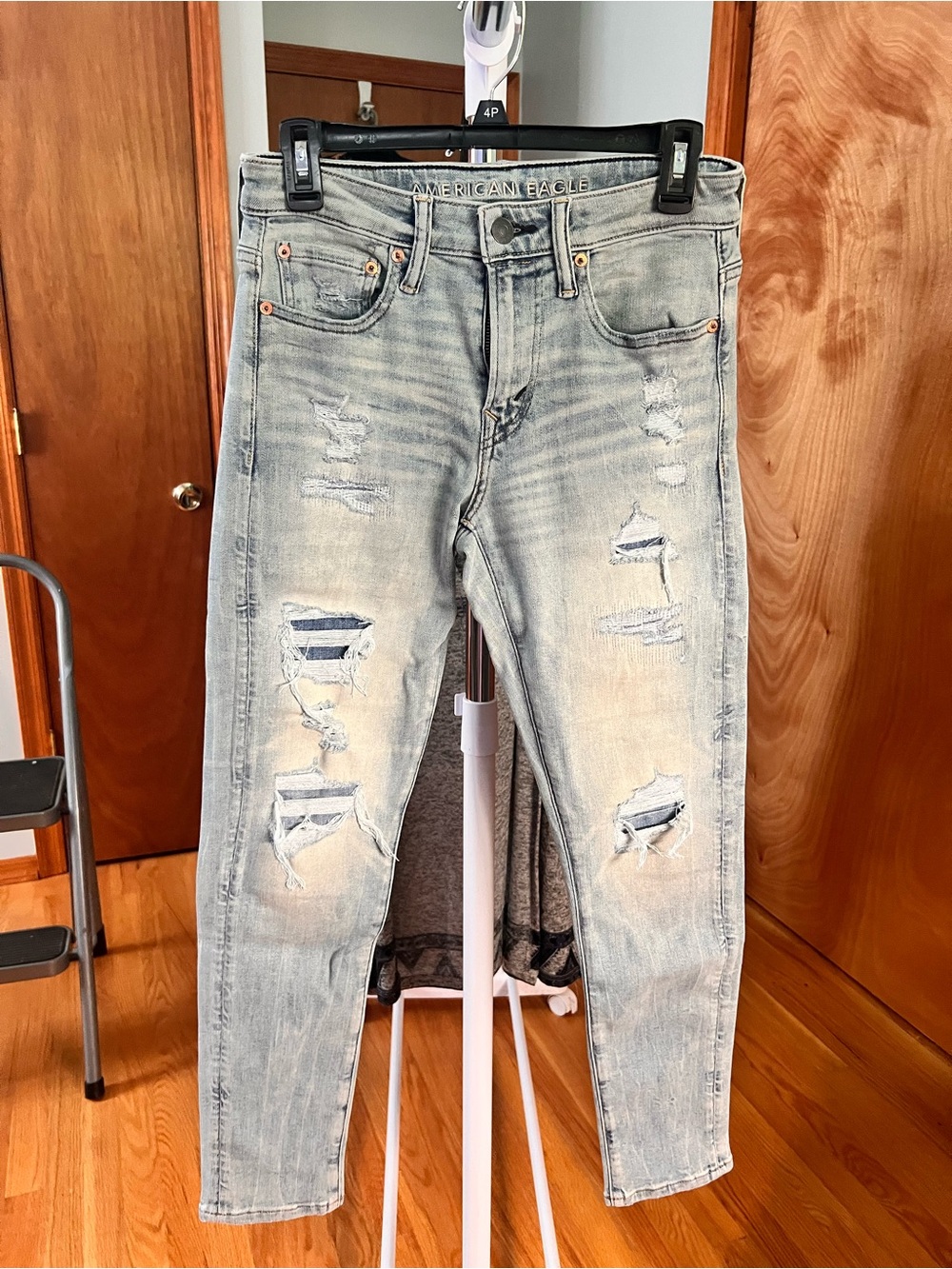American Eagle Light Blue Denim Jeans with Faded Finish